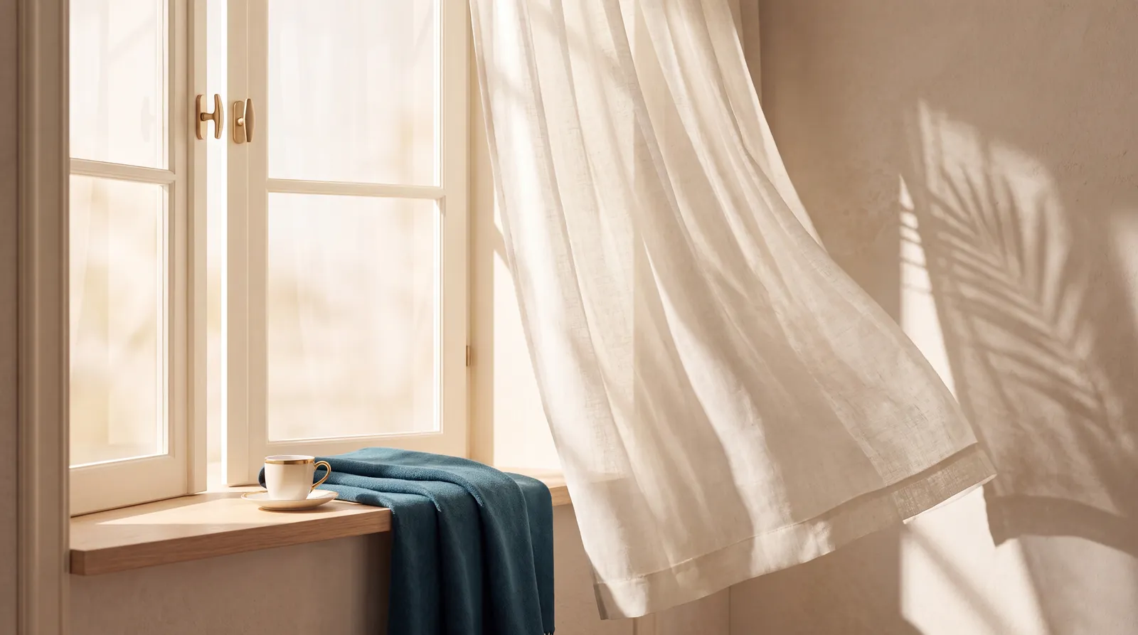 Morning light through an open window over a clear desk, the quiet exhale of debt finally settled